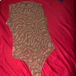 SKIMS caramel brown mesh bodysuit